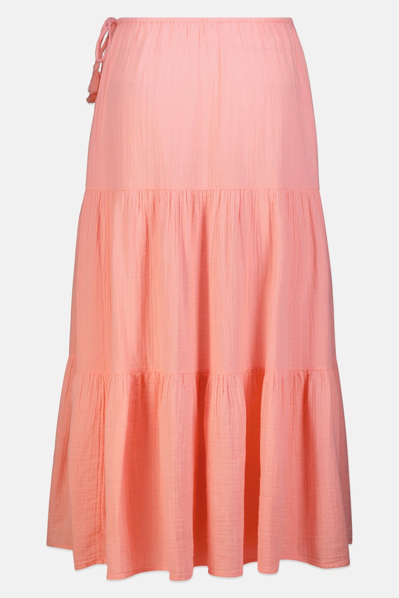 promod Women Textured Maxi Skirt, Pink - Image 3
